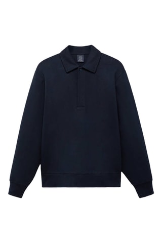 Sweat-shirt polo coton regular-fit - Bleu foncé
