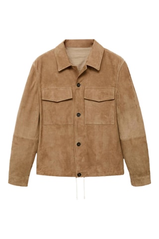 Blouson 100 % cuir daim poches - Marron