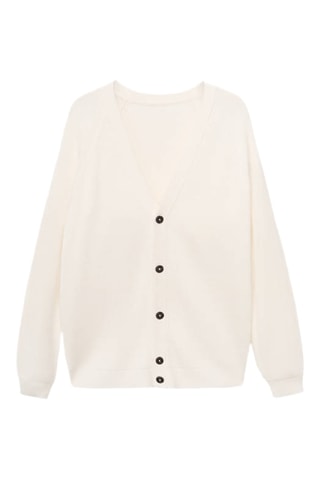 Cardigan maille côtelée boutons - Blanc