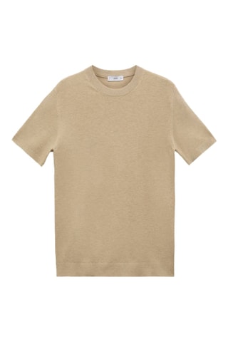 T-shirt maille fine coton - Beige