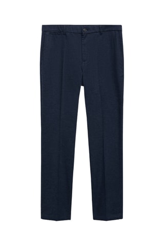 Pantalon flanelle micro pied-de-poule - Bleu
