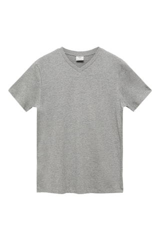 T-shirt col en V slim-fit 100 % coton - Gris