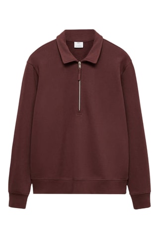 Sweat-shirt polo coton regular-fit - Bordeaux