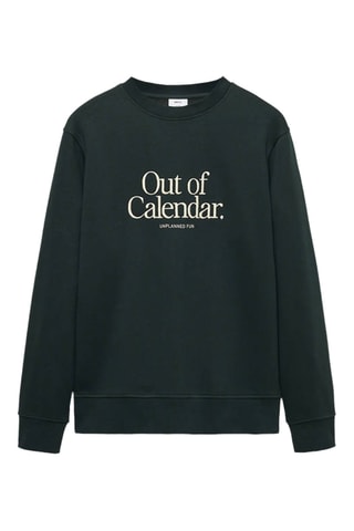 Sweat-shirt coton message brodé - Vert