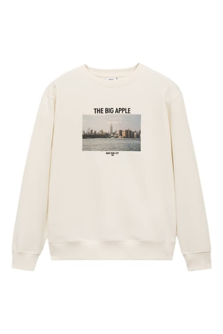 Sweat-shirt coton imprimé graphique - Beige