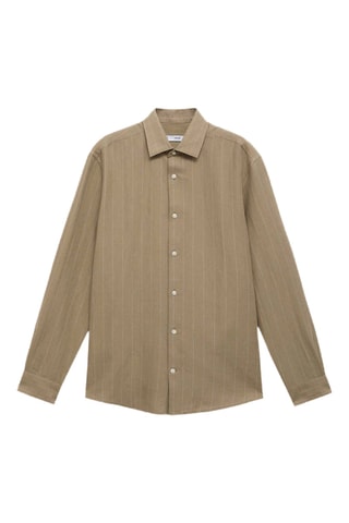 Chemise lin rayures tennis - Kaki