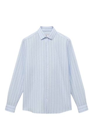 Chemise lin rayures tennis - Bleu