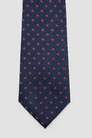 Cravate soie à motif floral - Bleu marine