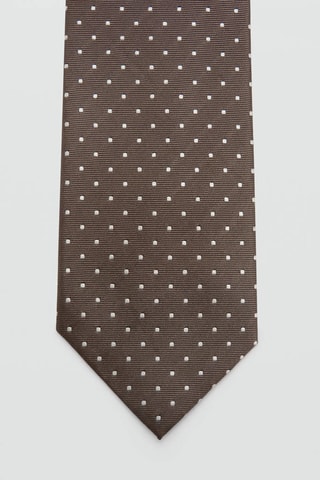 Cravate soie pois - Marron