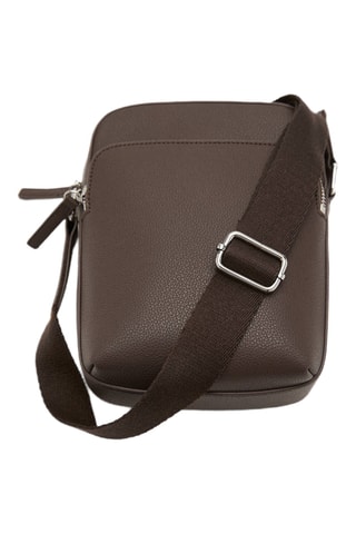 Sac bandoulière simili-cuir effet grainé - Marron