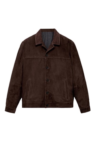 Blouson 100 % cuir daim poches - Marron