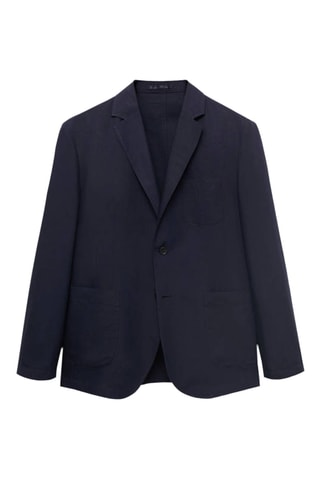 Veste de costume slim fit lin - Bleu marine