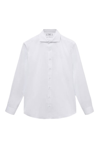 Chemise costume slim fit coton rayures - Blanc
