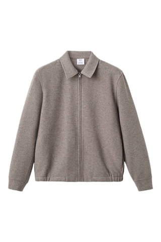Veste en mélange de laine à zip - Marron