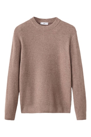 Pull-over maille côtelée - Marron