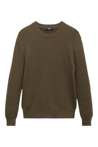 Pull coton maille fine côtelée - Vert