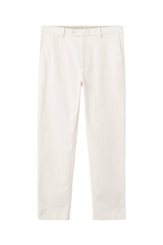 Pantalon regular fit coton velours côtelé - Blanc