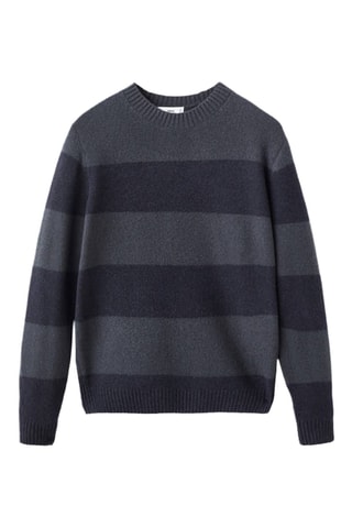 Pull en laine mélangée à rayures - Bleu