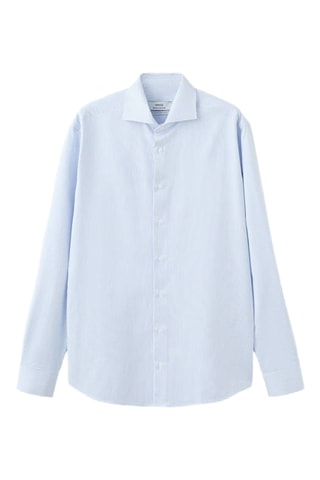 Chemise costume rayures slim-fit coton Giza - Bleu