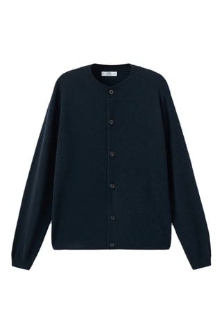 Cardigan boutonné 100 % laine extra fine - Bleu marine