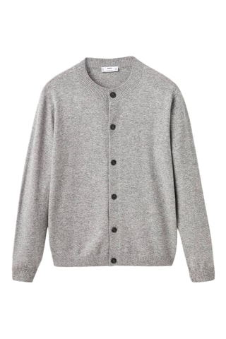 Cardigan boutonné 100 % laine extra fine - Gris