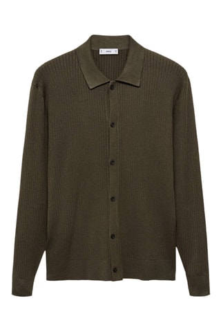 Cardigan maille côtelée - Kaki