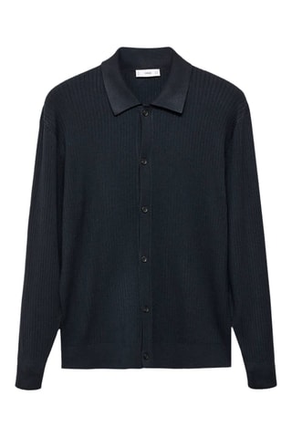Cardigan maille côtelée - Bleu marine