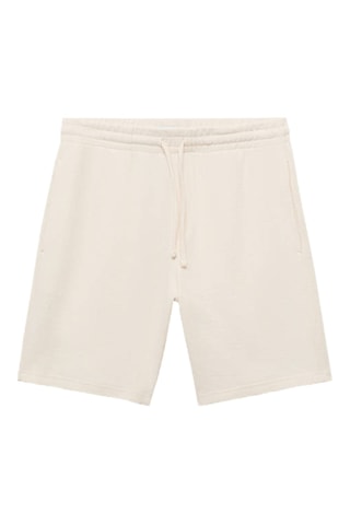 Bermuda coton texturé cordon - Écru