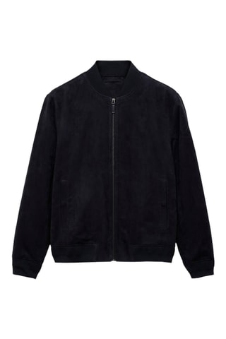 Blouson bomber imitation daim - Bleu foncé