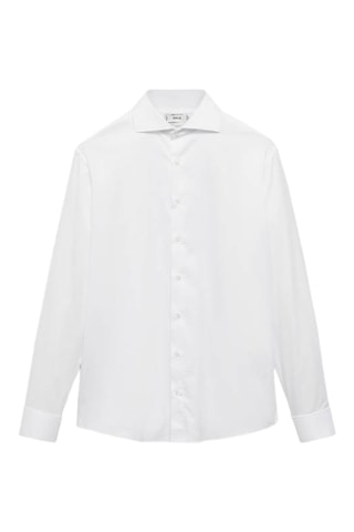Chemise costume slim-fit tissu twill boutons de manchette - Blanc