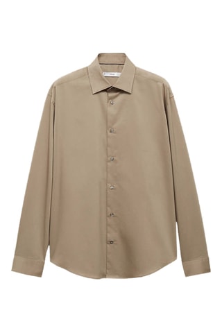 Chemise regular-fit coton stretch - Marron