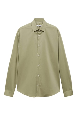 Chemise regular-fit coton stretch - Vert