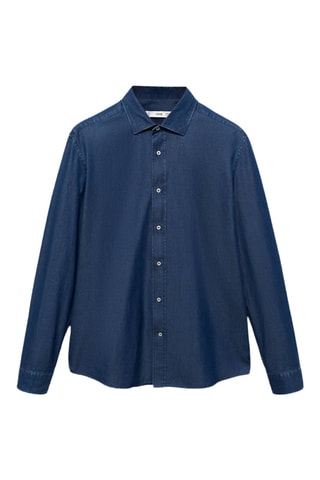 Chemise slim fit coton chambray - Bleu marine