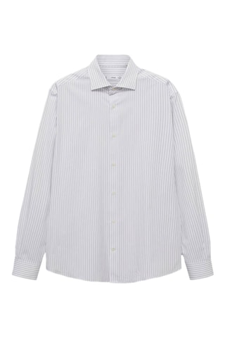 Chemise slim fit coton rayée - Blanc