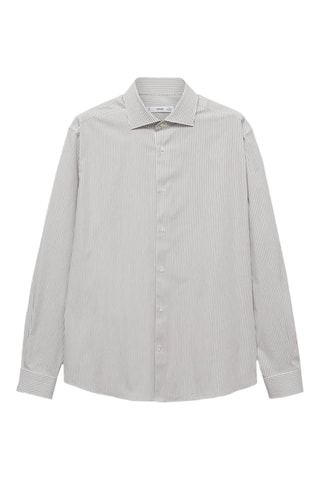 Chemise slim fit coton rayée - Marron
