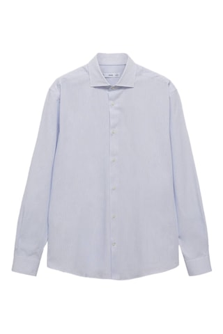 Chemise slim fit coton rayée - Bleu