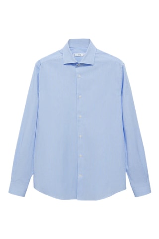 Chemise slim fit coton rayée - Bleu