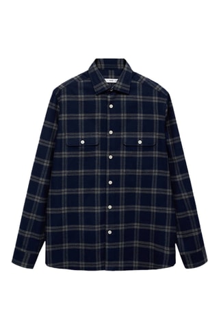 Surchemise 100 % coton flanelle carreaux - Bleu marine