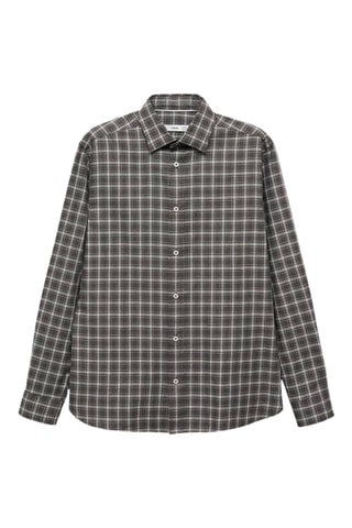 Chemise regular fit à carreaux en coton - Gris