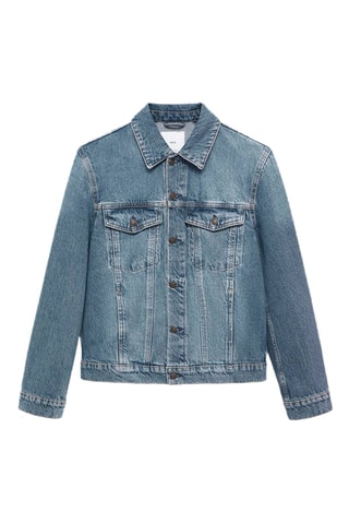 Veste en jean effet usé - Bleu marine