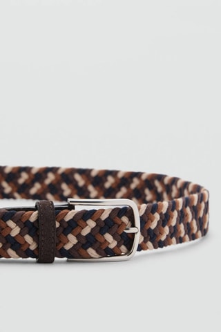 Ceinture élastique tressée couleurs - Marron