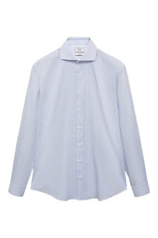 Chemise costume slim fit coton rayures - Bleu