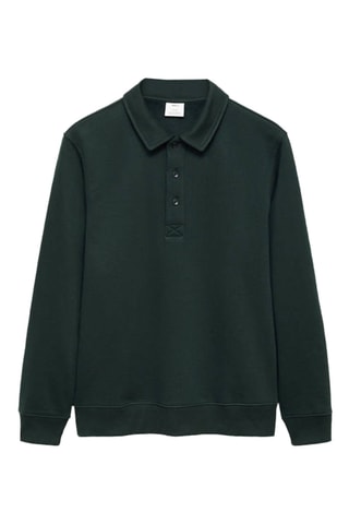 Sweat polo en coton gratté regular-fit - Vert