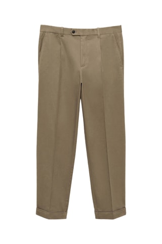 Pantalon à pinces et à revers - Kaki
