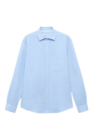 Chemise lin poche - Bleu