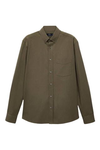 Chemise 100 % coton regular-fit poche - Marron