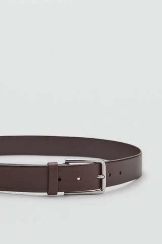 Ceinture cuir boucle - Marron foncé