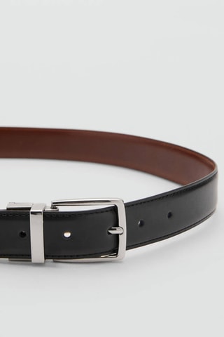 Ceinture habillée en cuir réversible - Noir