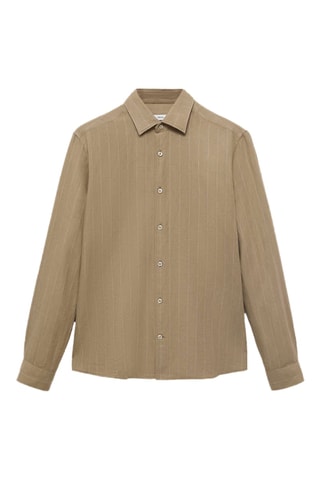 Chemise lin rayures tennis - Kaki