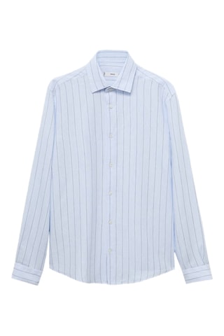 Chemise lin rayures tennis - Bleu